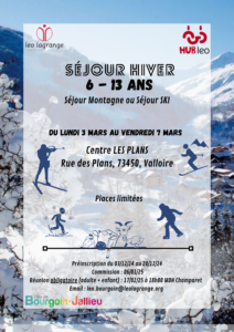 Lire la suite à propos de l’article INSCRIPTION SEJOUR HIVER